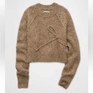 AE Cropped Crew Neck Bow Sweater